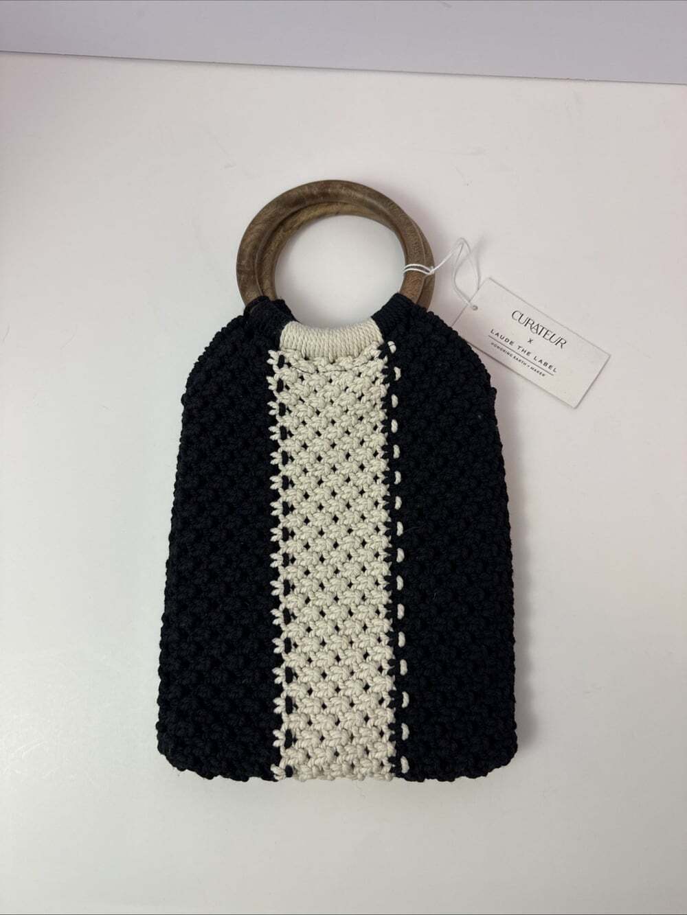 Curateur x Laude The Label "Gabby" Black and Off/White Mini Macrame Bag